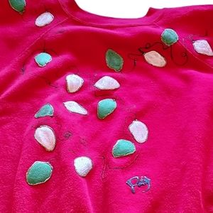 VTG Christmas hand painted single stitch red sweatshirt XL long sleeve signed